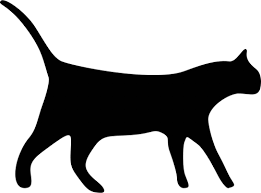 A cartoon black cat with a blank expression.